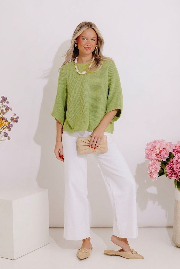 Modern Ease Knit Top in Lime Image - 5