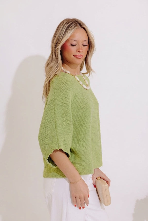 Modern Ease Knit Top in Lime Image - 3