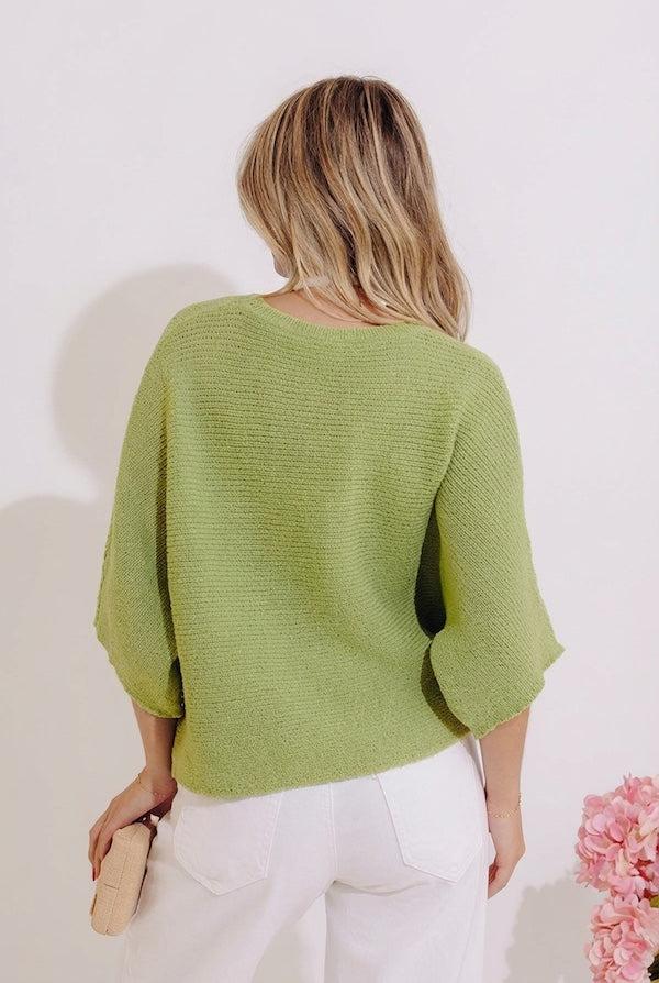 Modern Ease Knit Top in Lime Image - 4