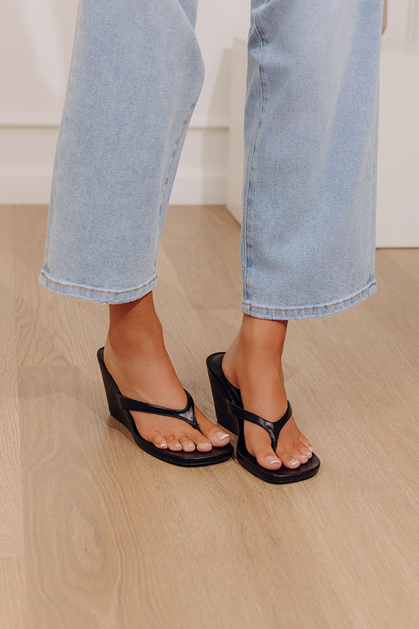 Murphy Faux Leather Wedge in Black