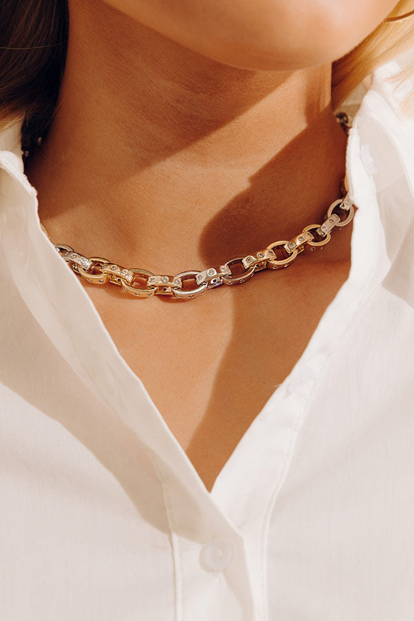 Melinda Maria Ashley Chain Link 9mm Necklace in 2 Tone Image - 3