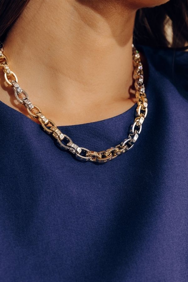 Melinda Maria Ashley Chain Link 9mm Necklace in 2 Tone