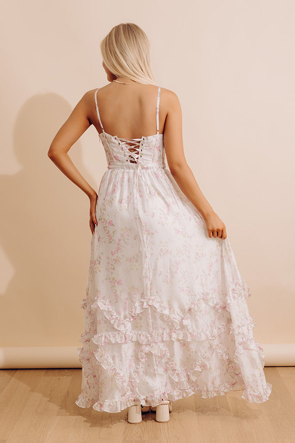 Garden Romance Corset Ruffle Maxi Dress M / ivory Garden Romance Corset Ruffle Maxi Dress M / ivory