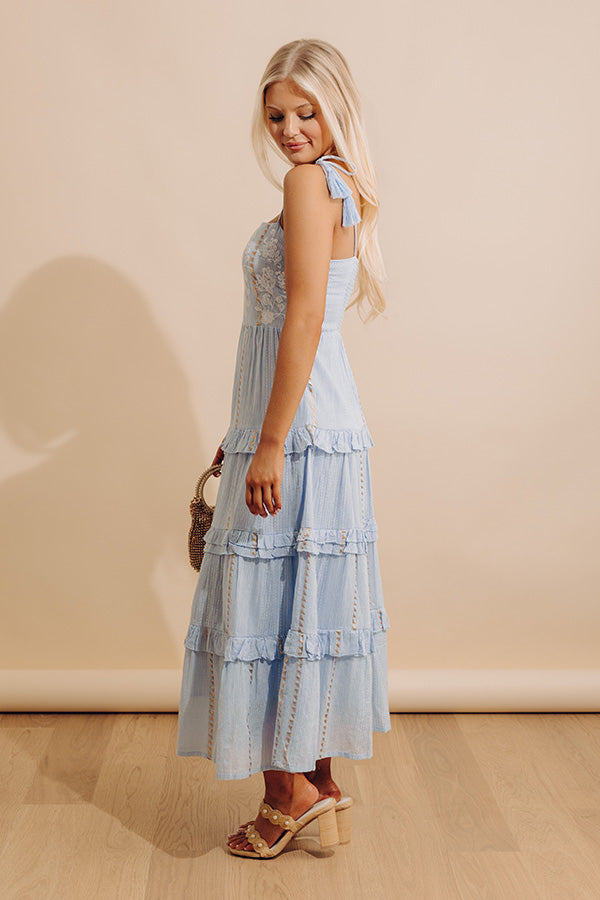 Darling Details Floral Embroidered Tiered Midi Dress Image - 4