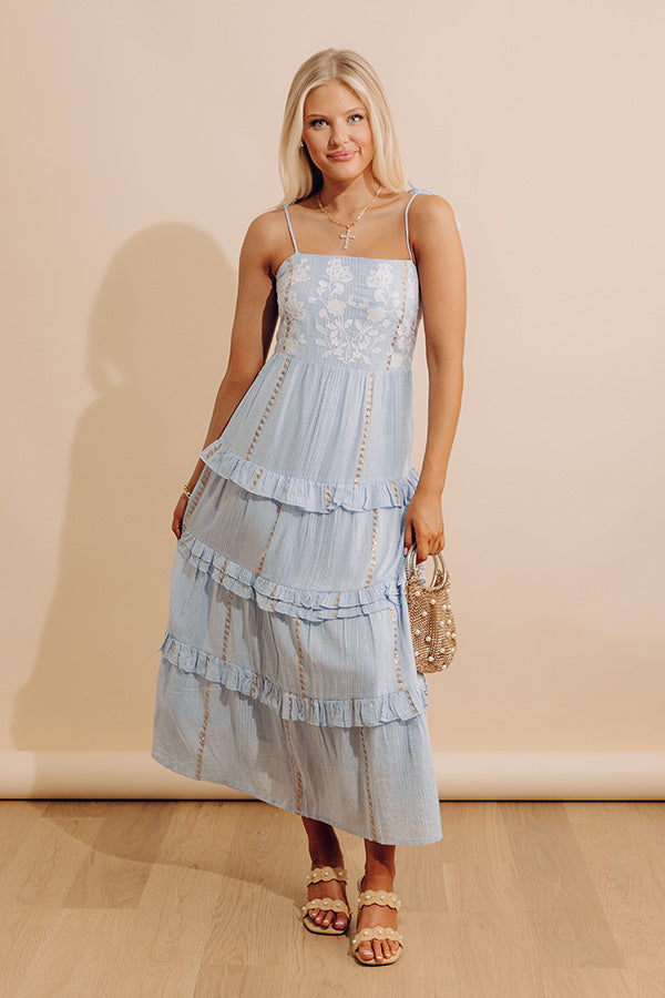 Darling Details Floral Embroidered Tiered Midi Dress Image - 2