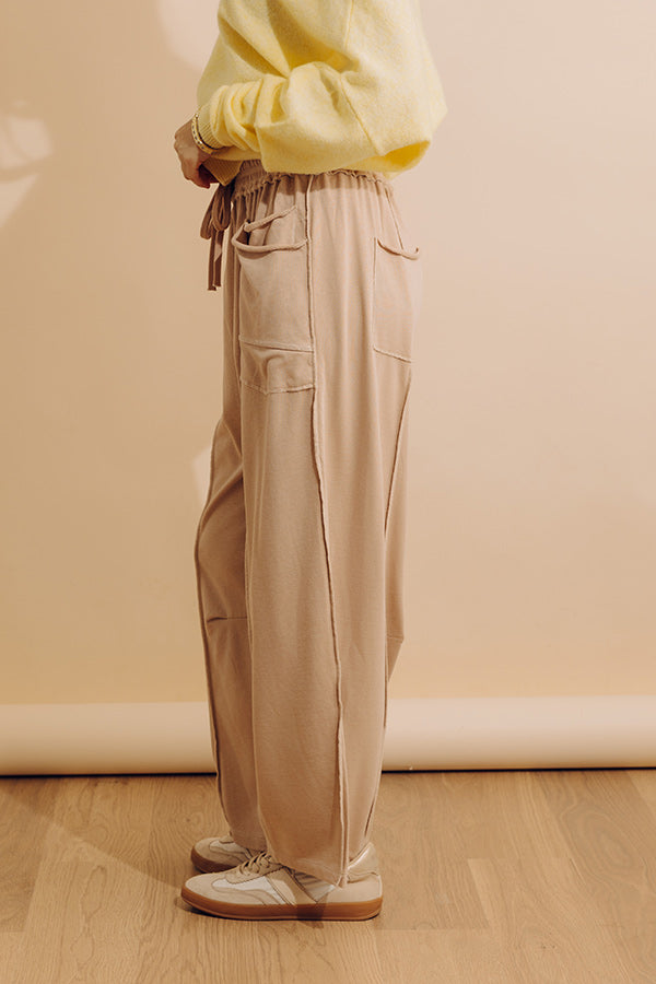 The Callie High Waist Vintage Wash Barrel Leg Pants in Iced Latte Image - 5