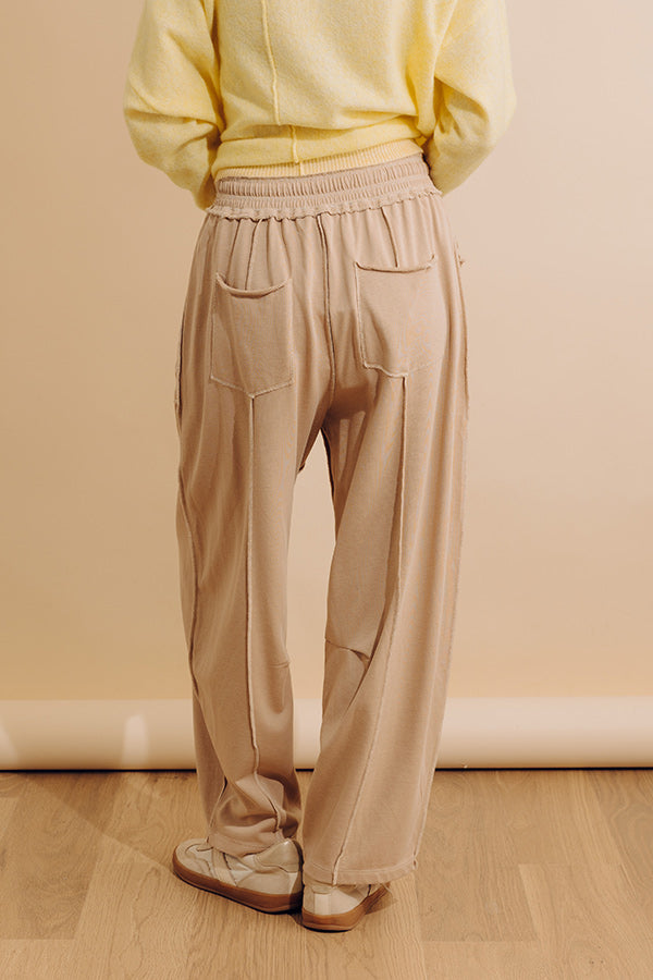 The Callie High Waist Vintage Wash Barrel Leg Pants in Iced Latte Image - 4