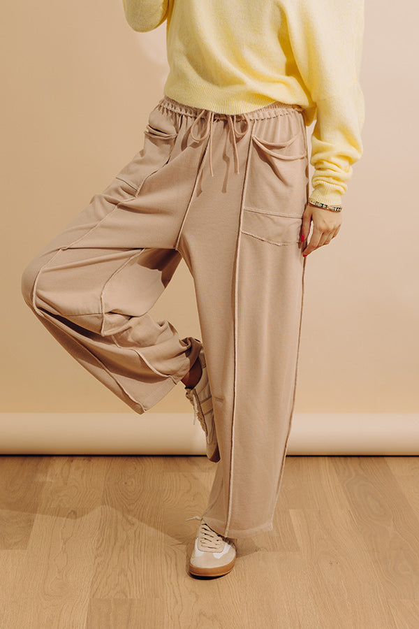 The Callie High Waist Vintage Wash Barrel Leg Pants in Iced Latte Image - 3
