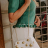 Call It Chic Faux Leather Studded Clutch in Cream Image - 1