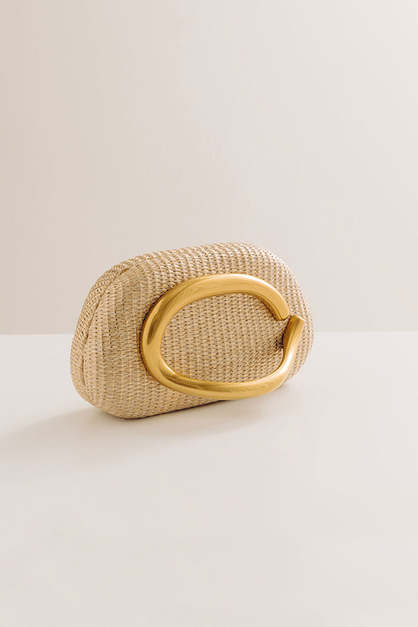 Dolce Days Hard Shell Raffia Woven Clutch Image - 4