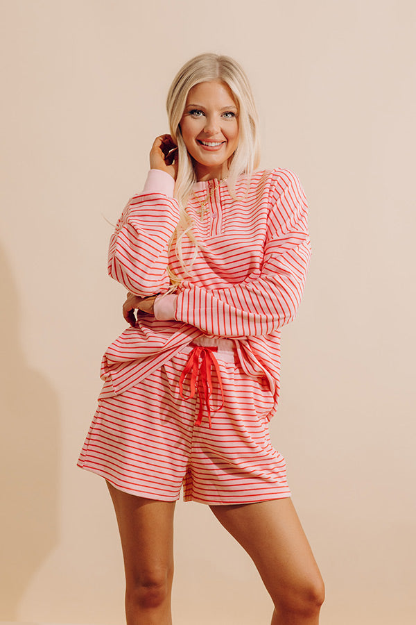 Simply Soft High Waist Stripe Shorts in Pink Image - 1