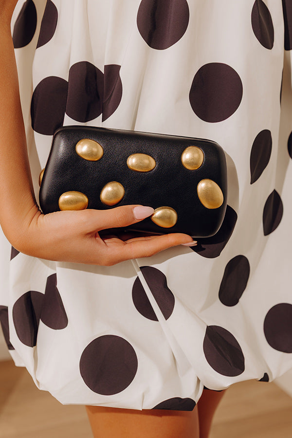 Call It Chic Faux Leather Studded Clutch in Black Image - 1