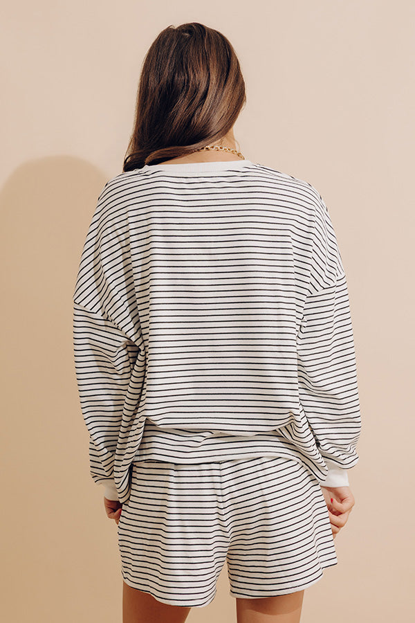 Simply Soft Stripe Henley Top in White Image - 5