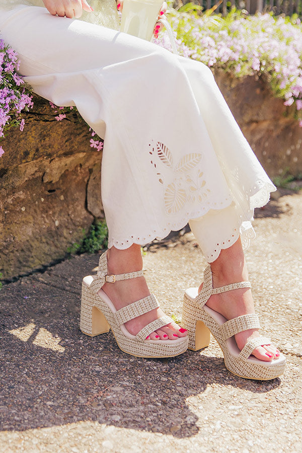 Alessia Raffia Woven Platform Heel Image - 1