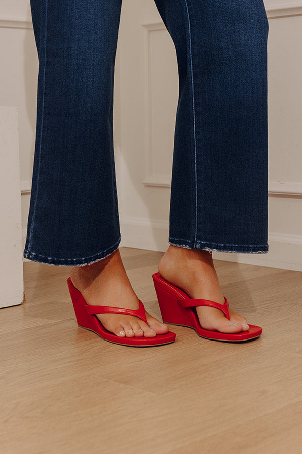 Murphy Faux Leather Wedge in Red