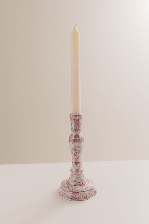 Timeless Elegance Floral Stoneware Candle Holder Image - 1