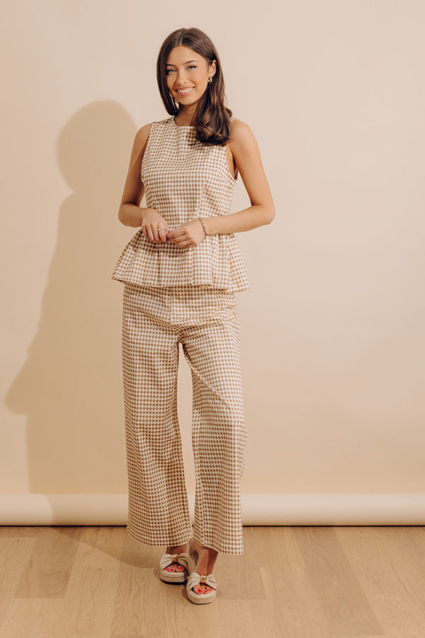 Checkered Charm High Waist Gingham Wide Leg Pants