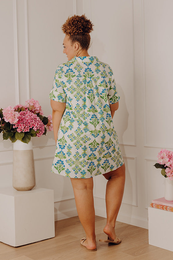 green bright yard mini dress Bright Yard Green Mini Dress