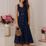 Romantic Muse Eyelet Midi Dress in Navy Image - 1