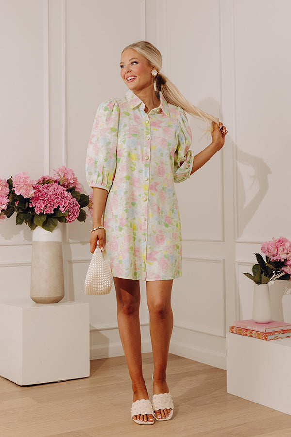 Rose Garden Bliss Denim Mini Dress L / pink Rose Garden Bliss Denim Mini Dress L / pink