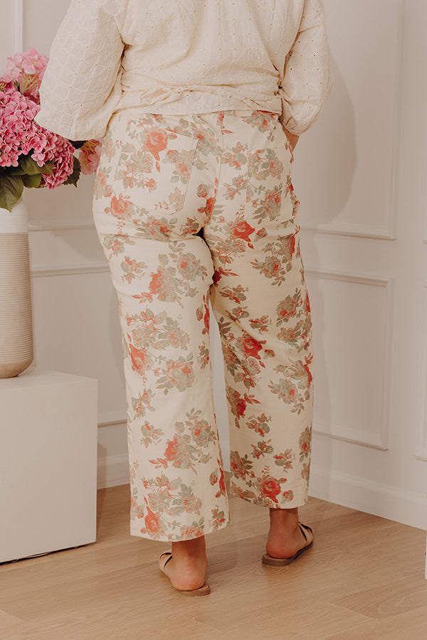 Sweet Roses High Waist Floral Wide Leg Jean Curves Image - 4