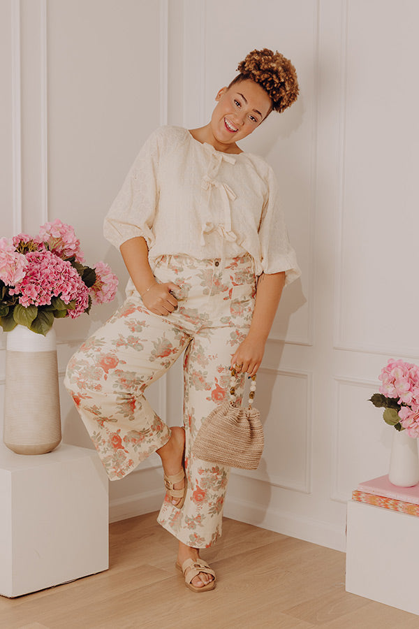 Sweet Roses High Waist Floral Wide Leg Jean Curves Image - 1