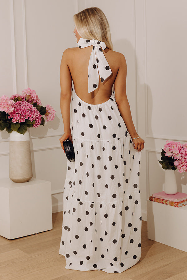 Chic Spotlight Polka Dot Halter Maxi Dress S / White Chic Spotlight Polka Dot Halter Maxi Dress S / White