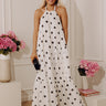 Chic Spotlight Polka Dot Halter Maxi Dress Image - 1