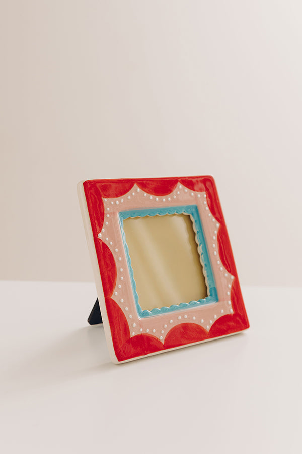 Cherished Moments Stoneware Mini Photo Frame in Red Image - 1