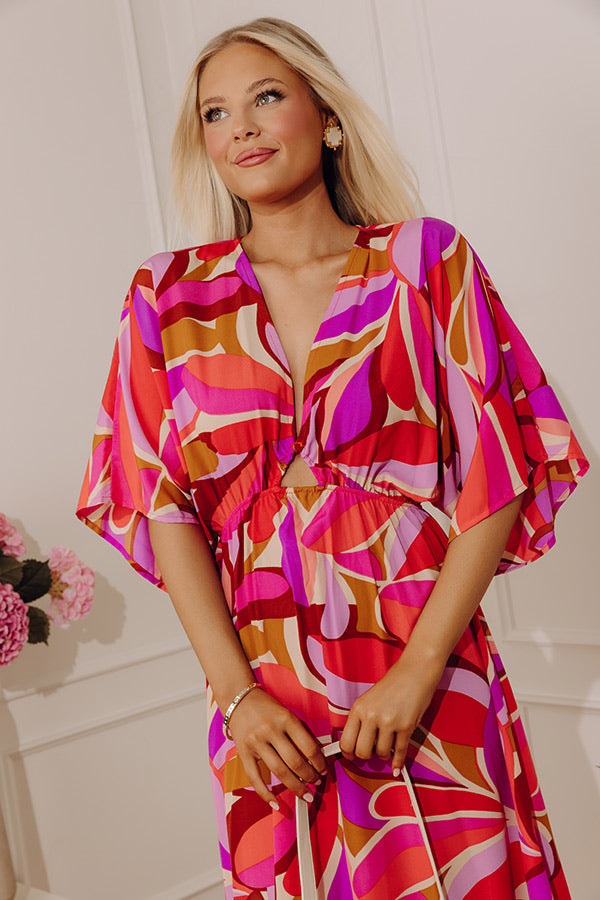 kimono maxi dress pattern Polished in Paradise Kimono Maxi Dress L / coral
