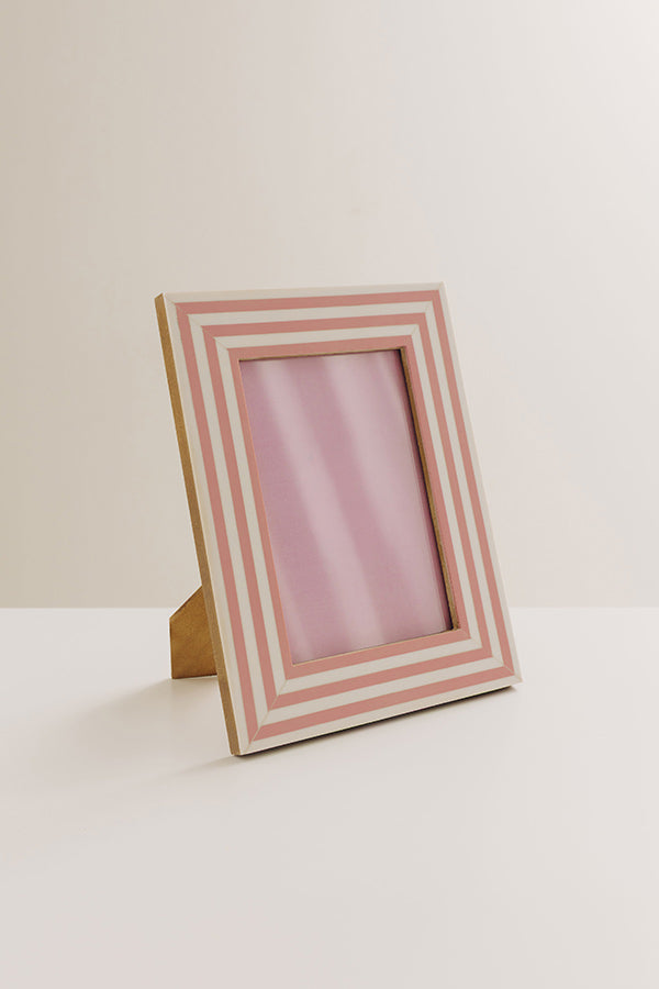 Stripe A Pose Resin Photo Frame in Pink Image - 1
