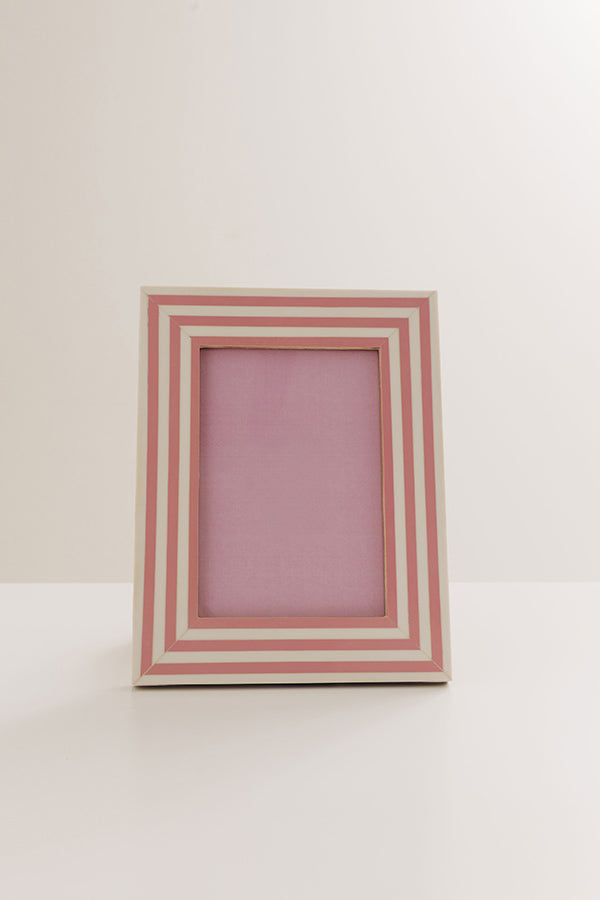 Stripe A Pose Resin Photo Frame in Pink Image - 2