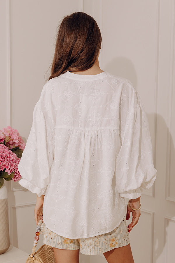 City Sweetheart Embroidered Eyelet Button Up Top Image - 4