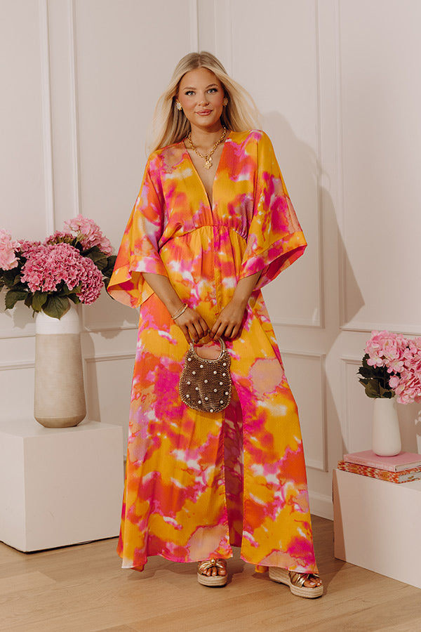Watercolor Daydream Kimono Maxi Dress L / pink Watercolor Daydream Kimono Maxi Dress L / pink