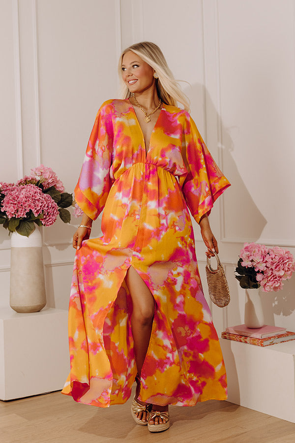 Watercolor Daydream Kimono Maxi Dress Image - 4