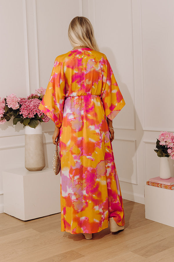Watercolor Daydream Kimono Maxi Dress Image - 5