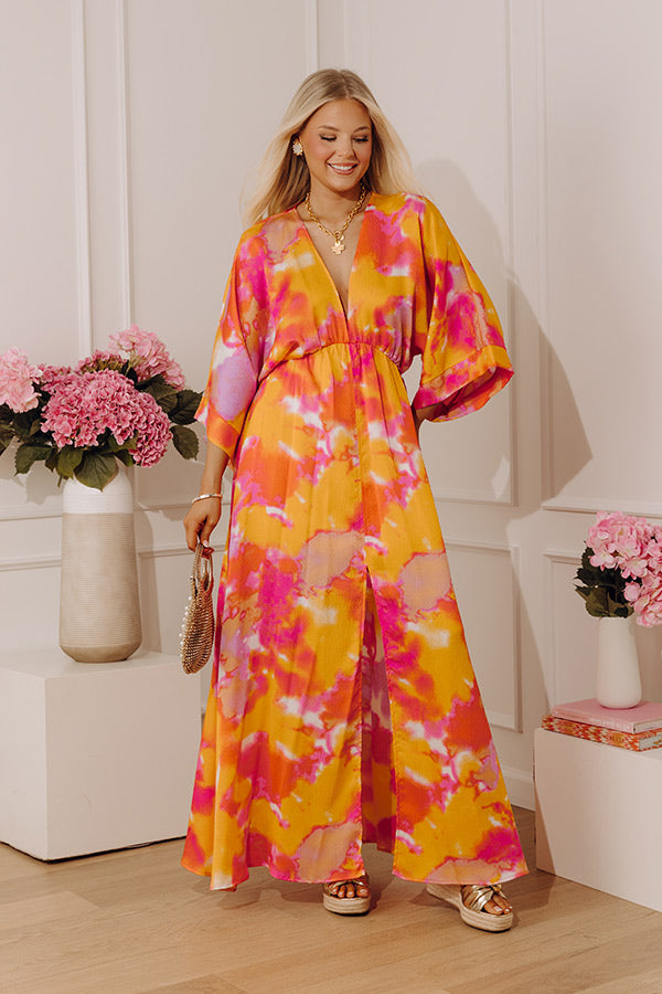 Watercolor Daydream Kimono Maxi Dress Image - 1