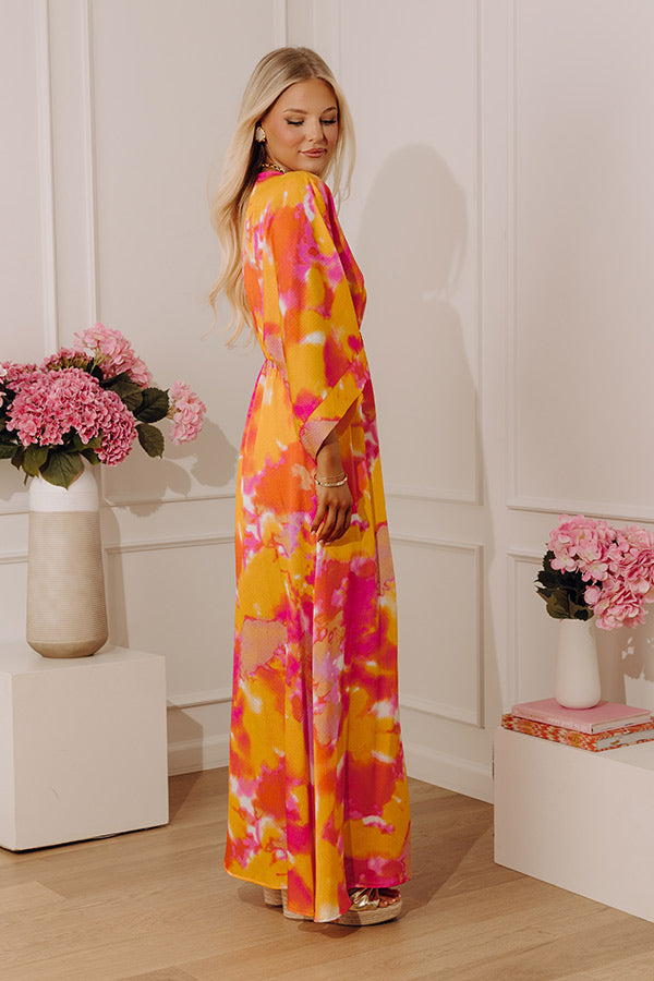 Watercolor Daydream Kimono Maxi Dress L / pink Watercolor Daydream Kimono Maxi Dress L / pink