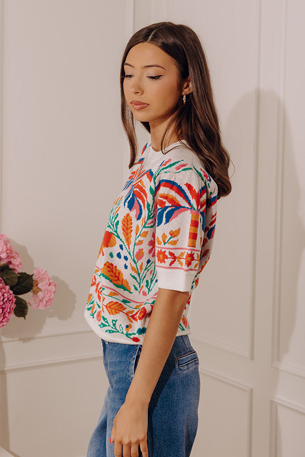 Sweet Statement Floral Knit Sweater Top Image - 3