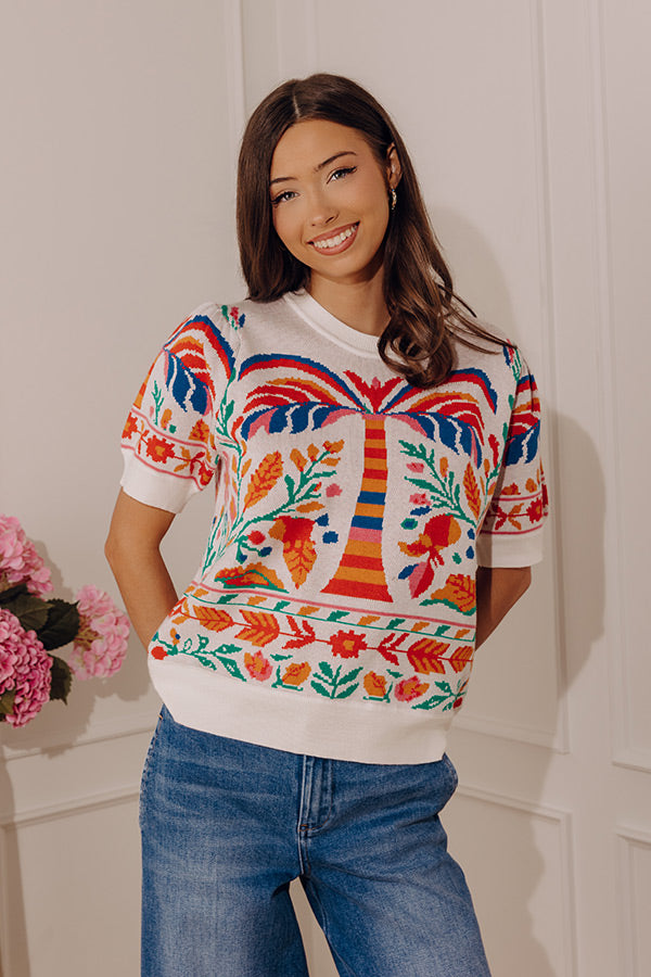 Sweet Statement Floral Knit Sweater Top Image - 2