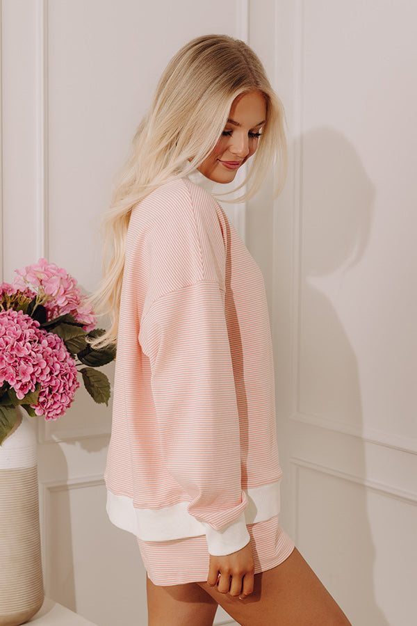 Beach House Brunch Stripe Sweatshirt in Peach Image - 4