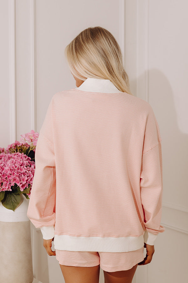 Beach House Brunch Stripe Sweatshirt in Peach Image - 3
