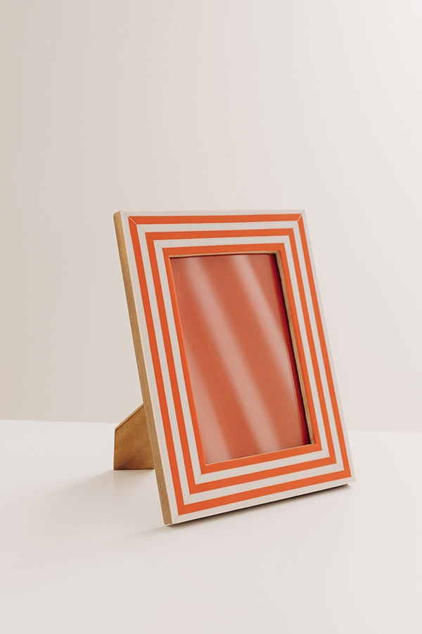 Stripe A Pose Resin Photo Frame in Tangerine Image - 2