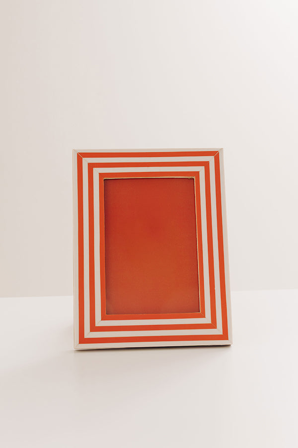 Stripe A Pose Resin Photo Frame in Tangerine Image - 1