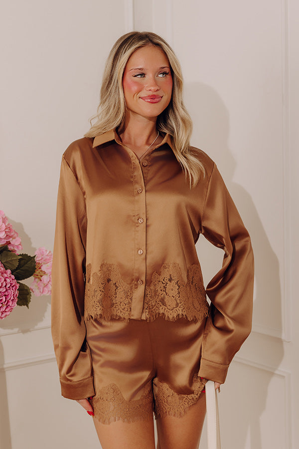 Elite Evening Satin Button Up Top Image - 1