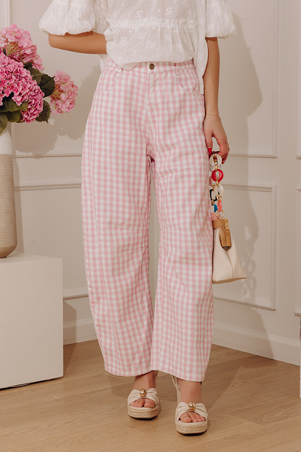 Picnic Date Midrise Gingham Barrel Jeans Image - 2