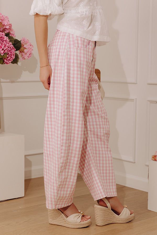 Picnic Date Midrise Gingham Barrel Jeans Image - 4