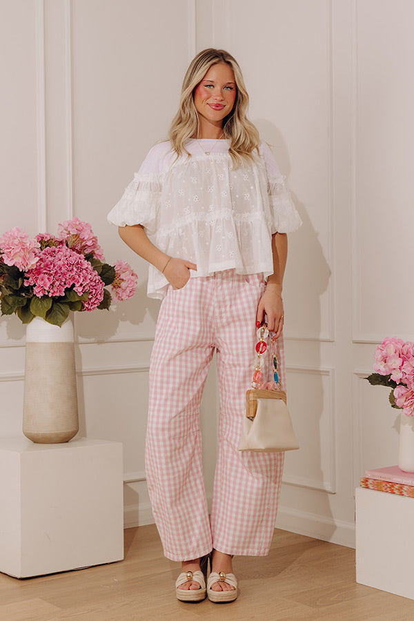 Picnic Date Midrise Gingham Barrel Jeans Image - 1