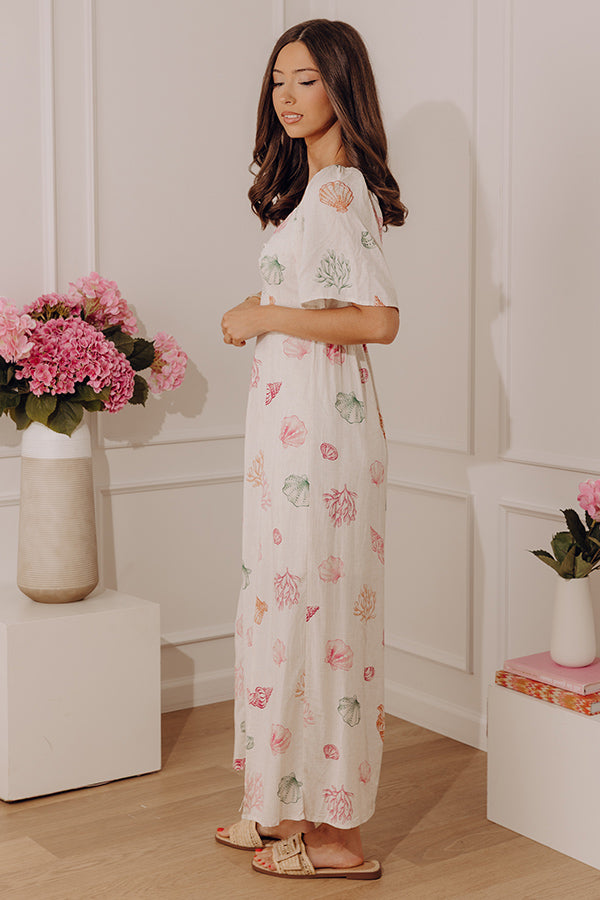 Coastal Glow Linen-Blend Midi Dress Image - 3