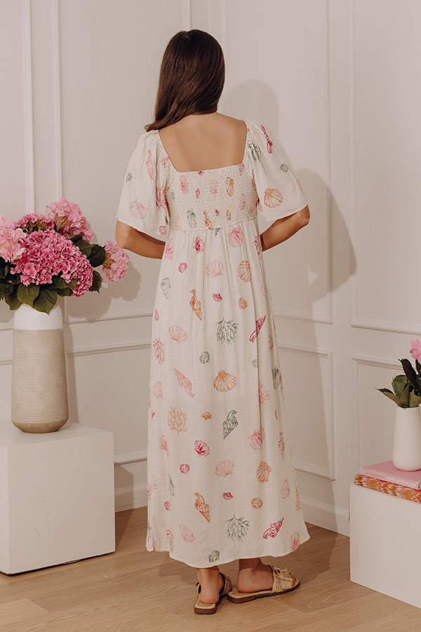 Coastal Glow Linen-Blend Midi Dress Image - 5